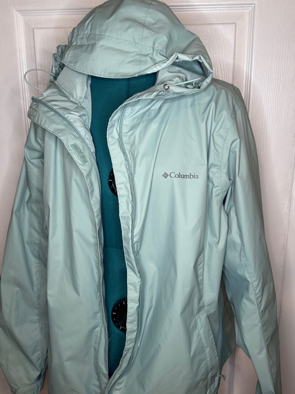 Columbia Women's Mint Green Arcadia II Waterproof Hooded Rain Jacket